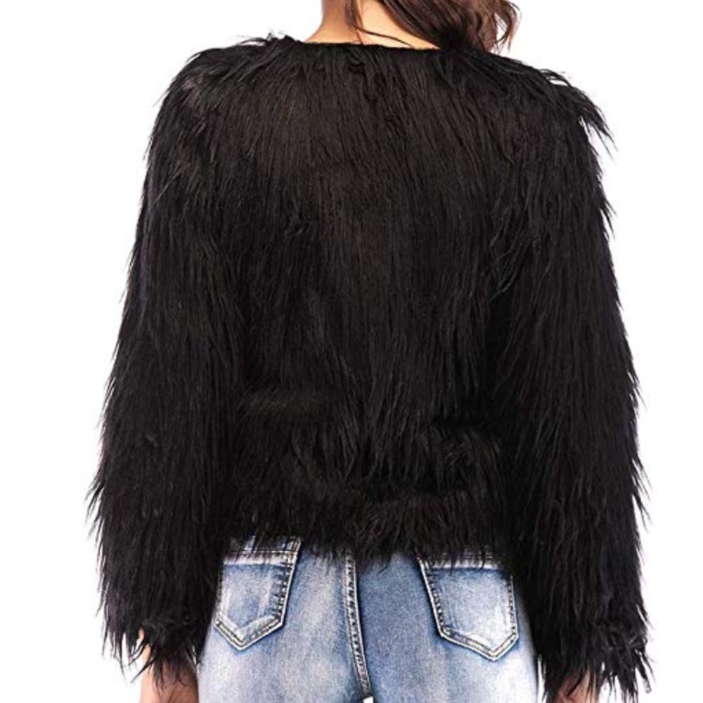 /Faux Fur /Coat Long Sleeve Short Jacket - Picture 4 of 7